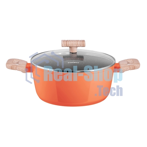 Кастрюля Maunfeld MARTA MCS41FA06CL из кованого алюминия со стеклянной крышкой, 24 см, 4,1 л.