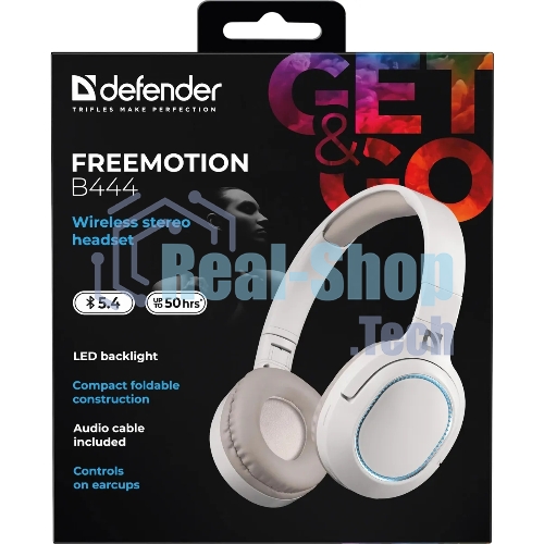 Беспроводные/проводные наушники Defender FreeMotion B444 бежевый, накладные, Bluetooth + проводной, складная конструкция, до 8 ч