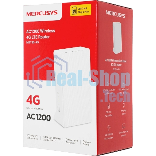 Wi-Fi роутер Mercusys MB130-4G AC1200 Двухдиапазонный 4G LTE