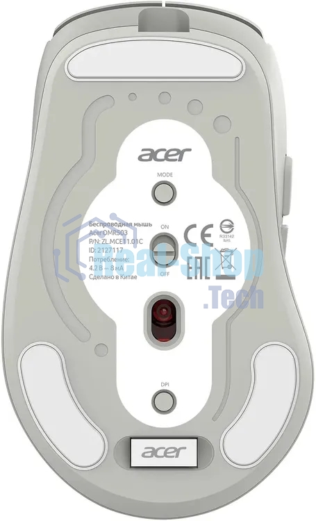 Мышь Acer OMR503 светло-серый оптическая 3200dpi silent беспров. BT/Radio USB 4but (ZL.MCE11.01C)