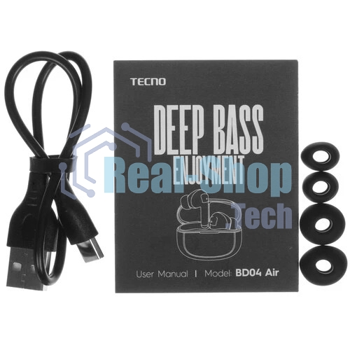 Наушники TWS Tecno Buds 4 Air черный, внутриканальные, Bluetooth, до 6 ч