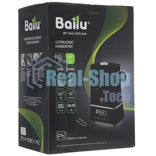 Увлажнитель воздуха Ballu UHB-1500 черный, 40 м², 7.5 л, ионизация, гигростат