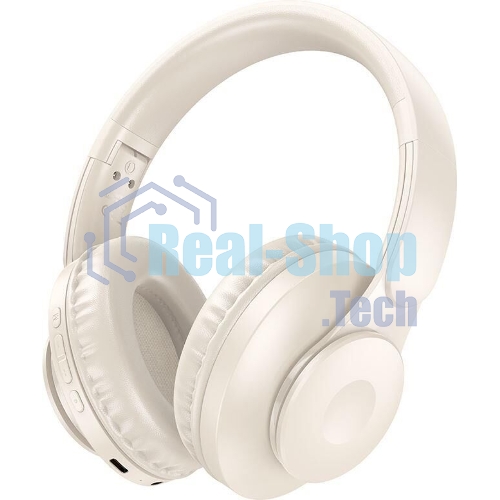 Беспроводные/проводные наушники Hoco W45 молочно-белый, полноразмерные, Bluetooth + проводной, до 40 ч.