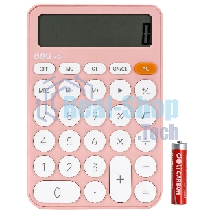 Калькулятор настольный Deli EM124PINK розовый 12-разр.