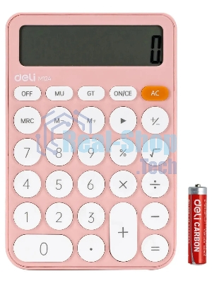 Калькулятор настольный Deli EM124PINK розовый 12-разр.