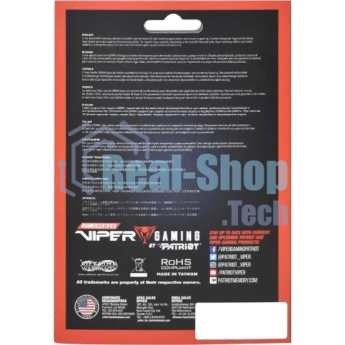 Оперативная память Patriot Viper Elite II, DDR4, 32GB (2x16 GB), 3200 MHz, CL18, DIMM, радиатор, красный, черный