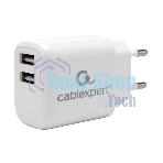 Сетевое зарядное устройство Cablexpert MP3A-PC-58, 10.5Вт, 2.1А, 2хUSB, белый, пакет