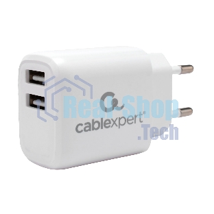 Сетевое зарядное устройство Cablexpert MP3A-PC-58, 10.5Вт, 2.1А, 2хUSB, белый, пакет