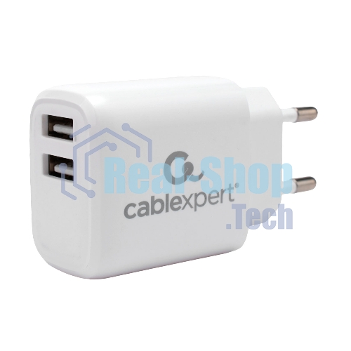 Сетевое зарядное устройство Cablexpert MP3A-PC-58, 10.5Вт, 2.1А, 2хUSB, белый, пакет