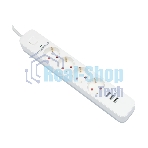 Сетевой фильтр Гарнизон 2.0 Мультипорт EPS-4-U3-W-2, 4 р, 10А, 3xUSB, 2 м, ур.защиты 2+, белый, пакет