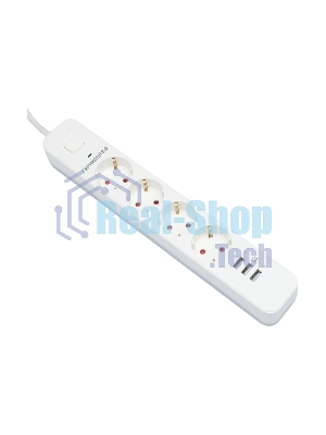 Сетевой фильтр Гарнизон 2.0 Мультипорт EPS-4-U3-W-2, 4 р, 10А, 3xUSB, 2 м, ур.защиты 2+, белый, пакет