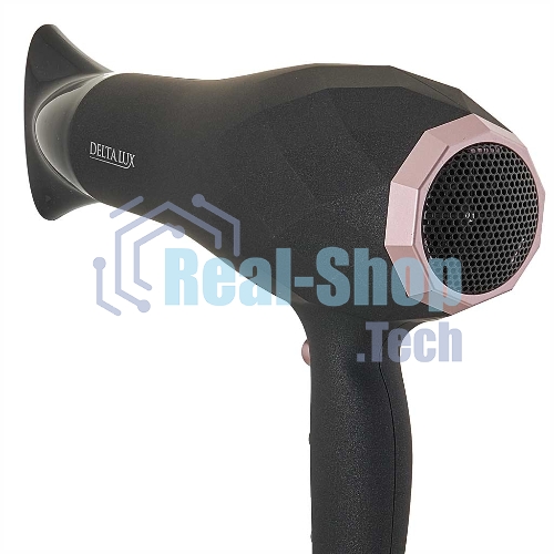 Фен DELTA LUX DL-0941 черный/розовый, 2200 Вт, ионизация