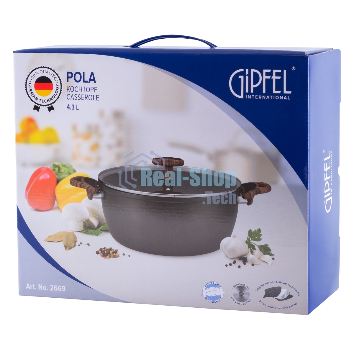 Кастрюля POLA 24х11см/3,8 л из прессованного алюминия