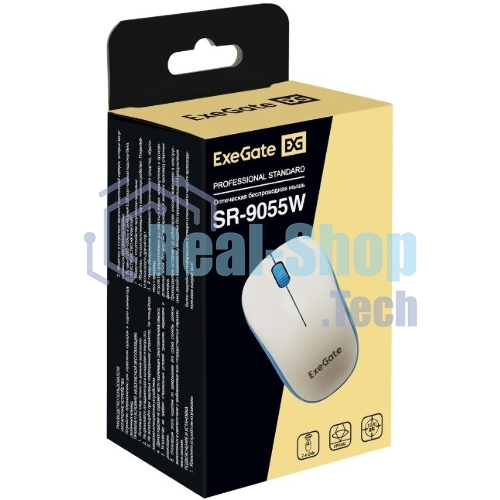 Мышь беспроводная ExeGate Professional Standard SR-9055W белый, 1200 dpi, радиоканал, USB, кнопки - 3