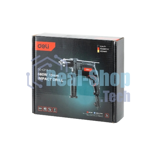 Дрель Deli DE-CZ13-1E, 680Вт, сетевая, ударная