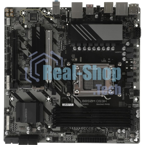 Материнская плата Gigabyte B850M DS3H, AM5, AMD B850, 4xDDR5, 4xSATA, 2xM.2, 1xPCIe 5.0 x16, 1xPCIe 3.0 x4, 1xHDMI, 2xDP, 1x 2.5Gb LAN, 3xUSB-A 3.2 Gen 1, 1xUSB-A 3.2 Gen 2, 4xUSB-A 2.0, 1xUSB-C 3.2 Gen 2, 3x3.5 мм, 7.1, mATX