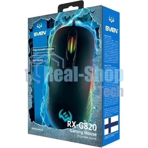 Мышь проводная SVEN RX-G820 черный, 4800 dpi, USB, кнопки - 6