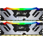 Оперативная память Kingston Fury Renegade, DDR5, 32Gb (2x16GB), 7600MHz, CL38, DIMM, с радиатором, RGB, серебристый/черный