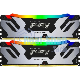 Оперативная память Kingston Fury Renegade, DDR5, 32Gb (2x16GB), 7600MHz, CL38, DIMM, с радиатором, RGB, серебристый/черный