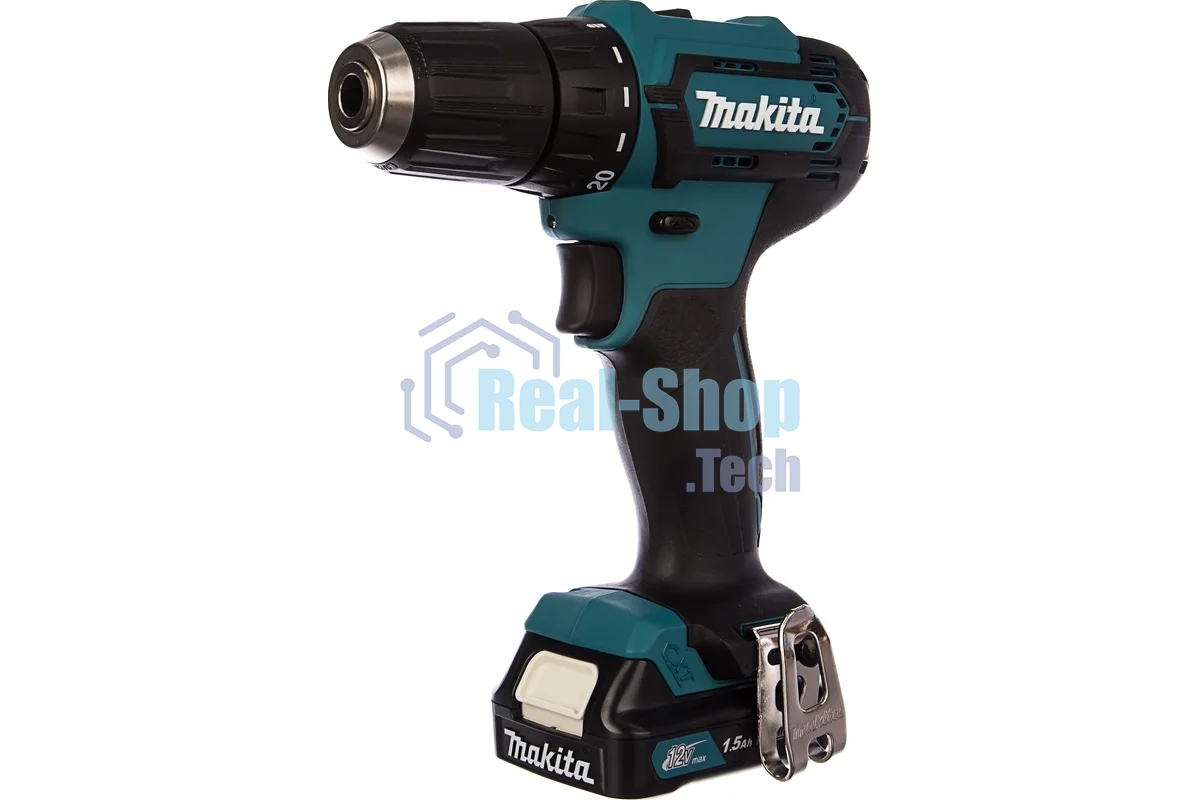 Дрель-шуруповерт Makita DF333DWYE, 12 В, 1.5 Ач, 30 Нм, щеточный