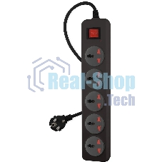 Сетевой фильтр Buro 500UNH-3-BG 3м (5 розеток) черный/серый (коробка)
