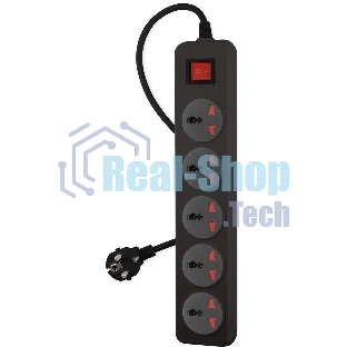 Сетевой фильтр Buro 500UNH-3-BG 3м (5 розеток) черный/серый (коробка)