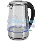 Чайник электрический Hyundai HYK-G8406 1.7 л, 2200 Вт, прозрачный/черный (корпус: нержавеющая сталь)