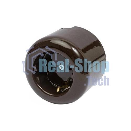 Розетка Bironi R1-101-02 с заземляющим контактом R, Ришелье керамика, коричневый