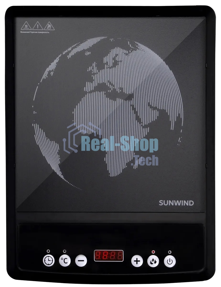 Плита настольная электрическая SunWind SCI-0501 чёрный, 1.4 кВт, индукция, конфорки - 1, стеклокерамика, сенсор