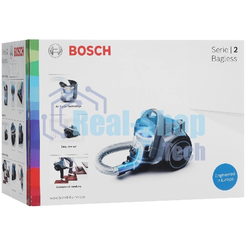 Пылесос Bosch BGS05A220 синий/серый, 700 Вт, уборка сухая, пылесборник контейнер 1.5 л