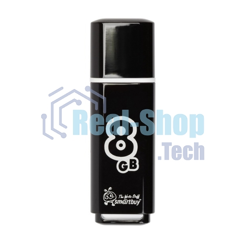 Флешка USB Smartbuy Glossy series black (SB8GbGS-K), 8Gb, USB 2.0, R/W 25/15, черный