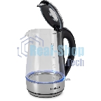 Чайник электрический Hyundai HYK-G8406 1.7 л, 2200 Вт, прозрачный/черный (корпус: нержавеющая сталь)