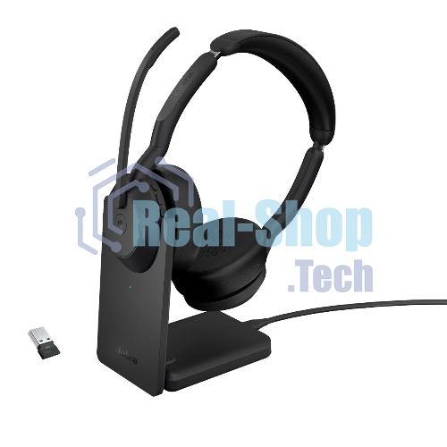 Гарнитура Jabra Evolve2 55 чёрный, беспроводная, Bluetooth, до 18 ч + стойка