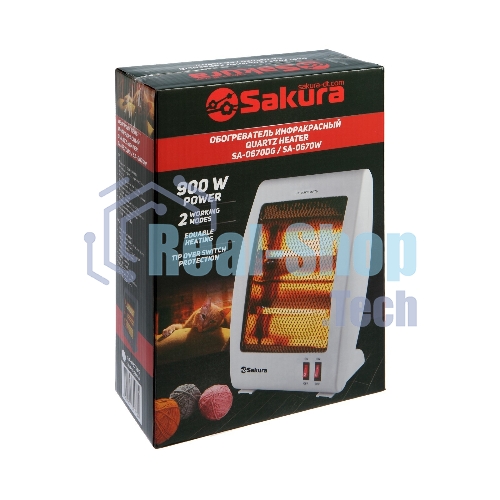 Инфракрасный обогреватель Sakura SA-0670W, белый, кварцевый, 900 Вт, 20 м2
