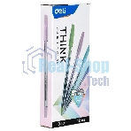Набор ручек шариковых Deli Think EQ8C-BK, черные чернила (12шт), линия 0.5мм