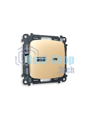Комплект механизма розетки OMEGA Шампань 2USB A+C 20W (быстрая зарядка) QUANT (OP6110, VM177) MO611010