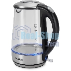 Чайник электрический Hyundai HYK-G8406 1.7 л, 2200 Вт, прозрачный/черный (корпус: нержавеющая сталь)