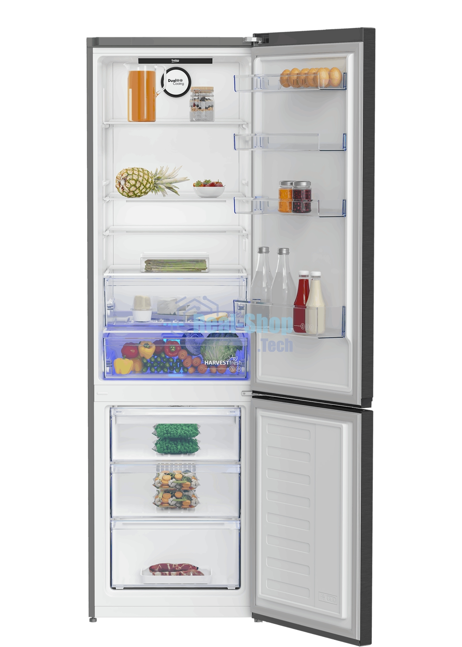 Холодильник Beko B3RCNK405HDXBR антрацит двухкамерный морозилка снизу, No Frost