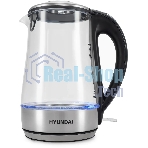 Чайник электрический Hyundai HYK-G8406 1.7 л, 2200 Вт, прозрачный/черный (корпус: нержавеющая сталь)