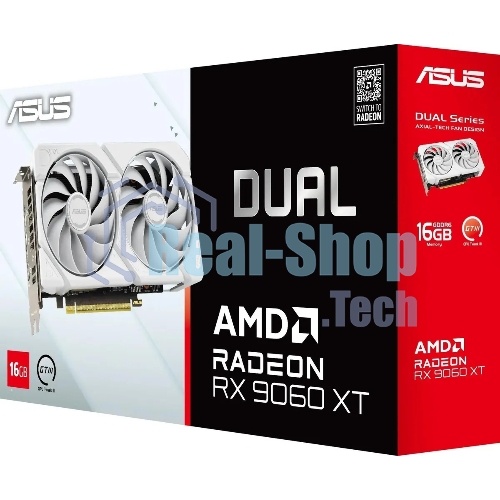 Видеокарта Asus DUAL-RX9060XT-16G-WHITE белый