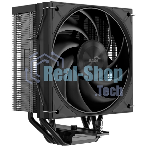 Кулер для процессора SAMA A40 (240W, 4-pin PWM, 152мм, 4x6мм, 1x120мм, 78CFM, 29dBA, 2200RPM, S: 1851/1700/1200/115X, AM5/AM4, черный)
