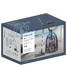 Пылесос Eurostek EVC-3512 фиолетовый, 500/2800 Вт, уборка сухая, пылесборник мешок, 3,5 л