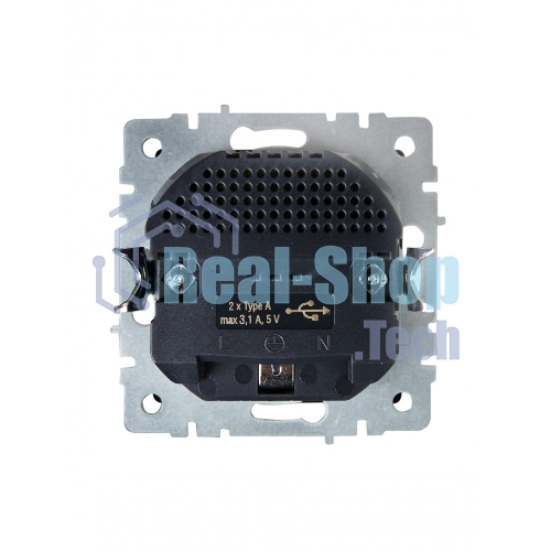 Розетка 1-местная IEK BRITE РЮш10-2-БрШ (BR-R14-16-U21-D31-K37) с заземлением, с защитными шторками, 16А, с USB A+A 5В 3,1А, шампань