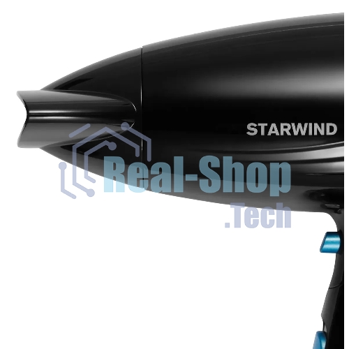 Фен Starwind SHD 7066 черный/синий, 1600 Вт, компактный, ионизация