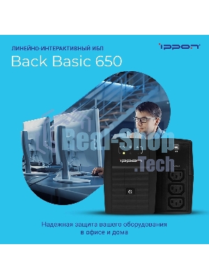 Источник бесперебойного питания Ippon Back Basic 650 / 650 ВА / 360 Вт / 3 x IEC 320 C13
