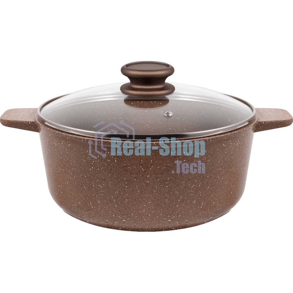 Кастрюля Maunfeld CARMEL MF26CRM01CR, 26 см, 5 л из литого алюминия со стеклянной крышкой