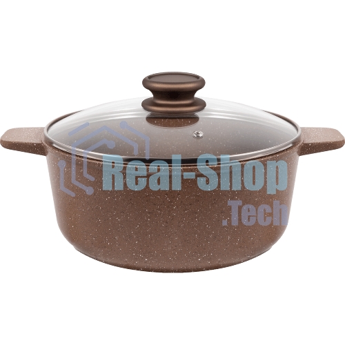 Кастрюля Maunfeld CARMEL MF26CRM01CR, 26 см, 5 л из литого алюминия со стеклянной крышкой