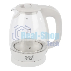 Чайник электрический Homestar HS-1012 1.7 л, стекло, белый (003566)