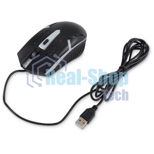 Мышь проводная Oklick 398G черный, 2400 dpi, USB, кнопки - 4