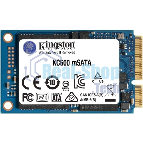 Накопитель SSD Kingston KC600, 256Gb, mSATA, R/W 550/500